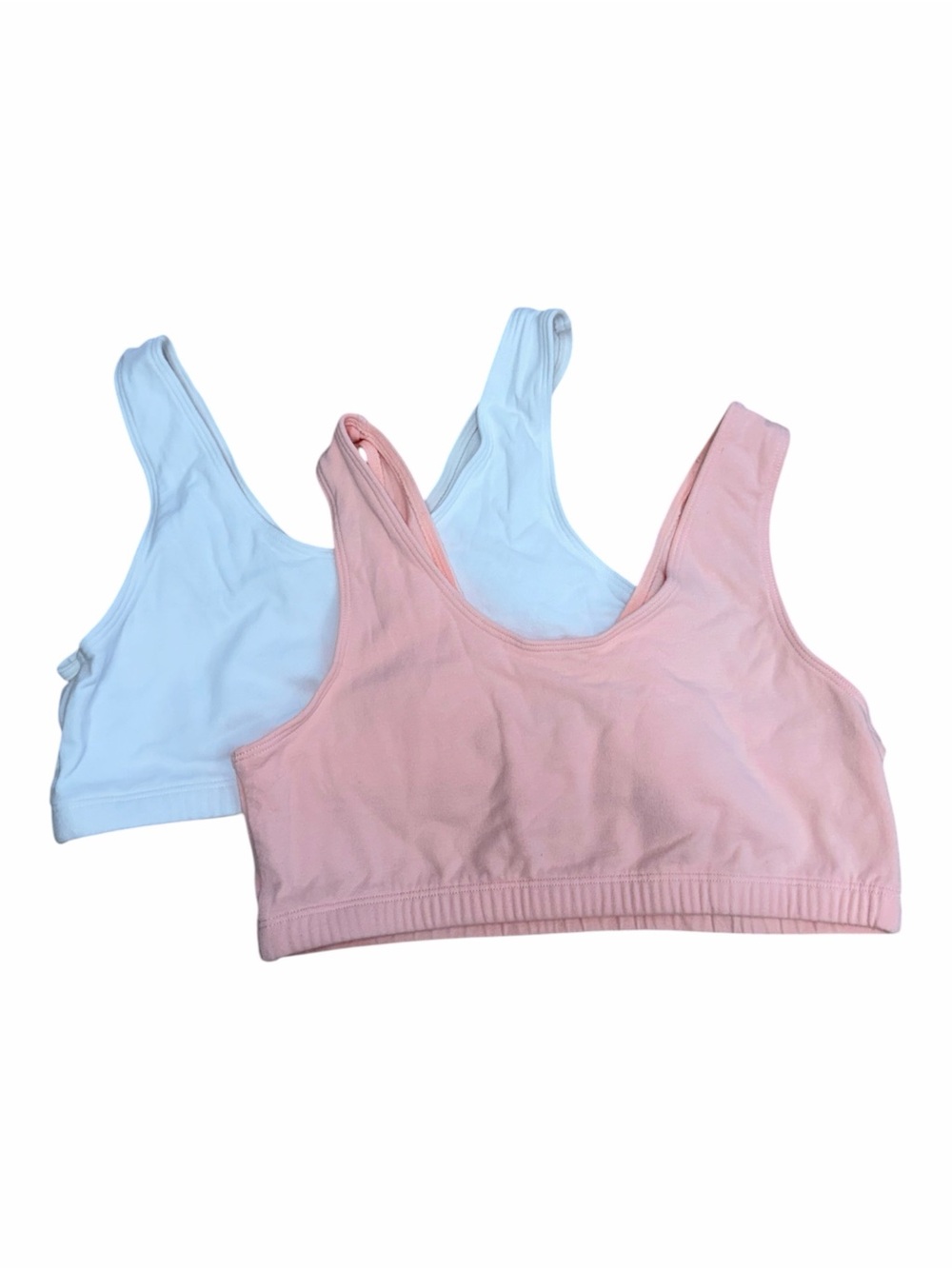 Wonder Nation Girls Sports Bra Bundle Pink White Starter Bra 2 Piece
